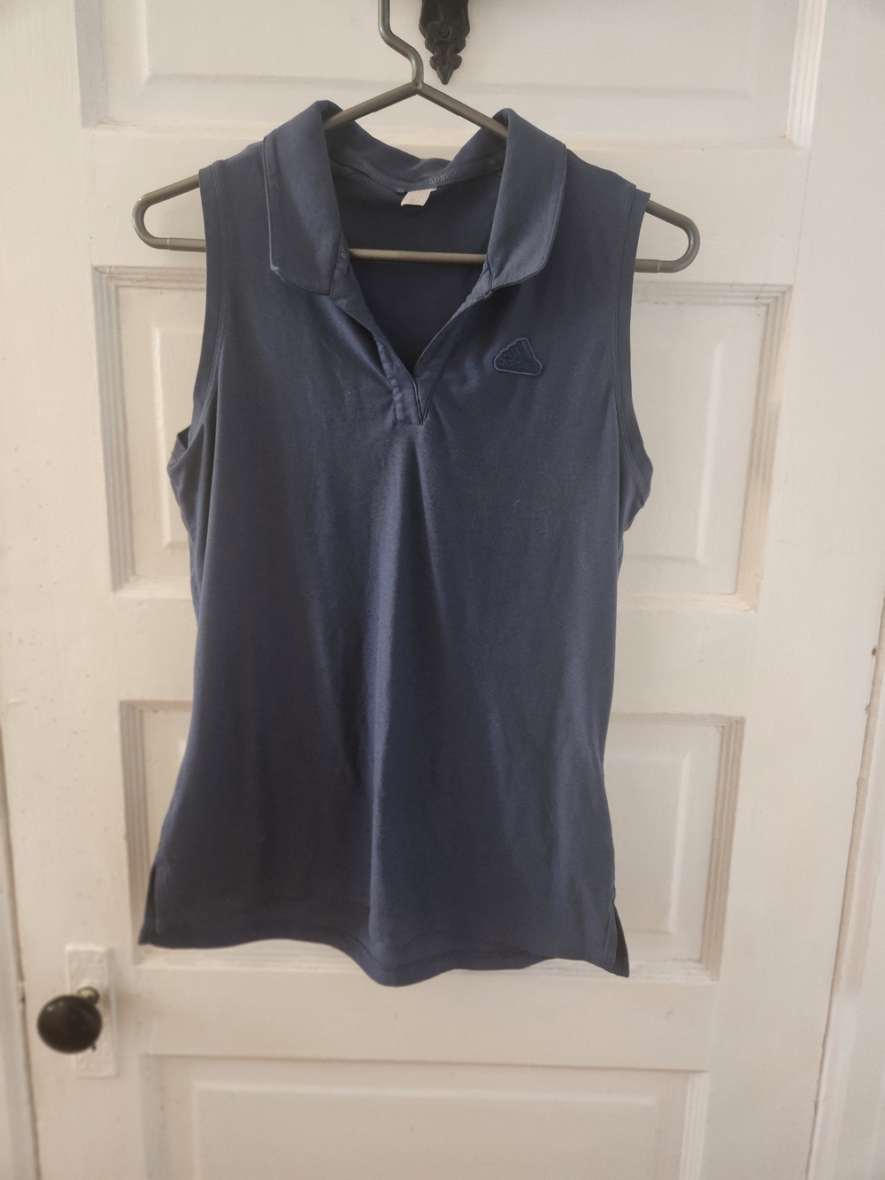 adidas Navy Sleeveless Polo Tank with Subtle Logo
